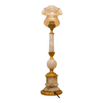 Vintage Marble and Brass Table Lamp - Elegant Classic Design