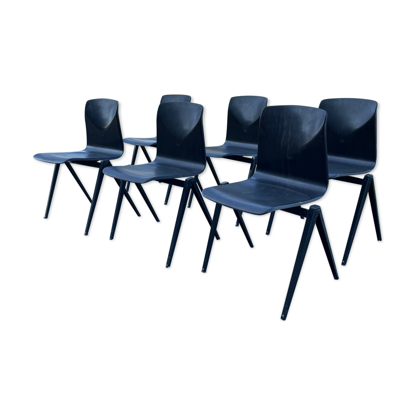 Set of 6 chairs Galvanitas S22 ebony year 60