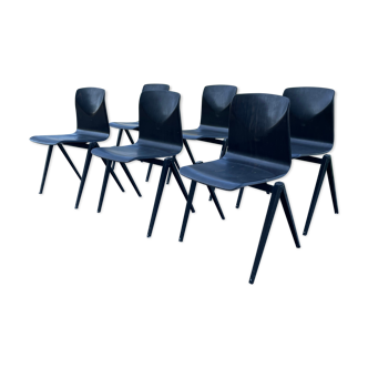 Set of 6 chairs Galvanitas S22 ebony year 60