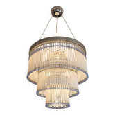 Vintage chandelier with glass straws made of blown Murano glass and handcrafted.