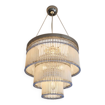 Lampadario vintage con cannucce in vetro di Murano soffiate e fatte a mano