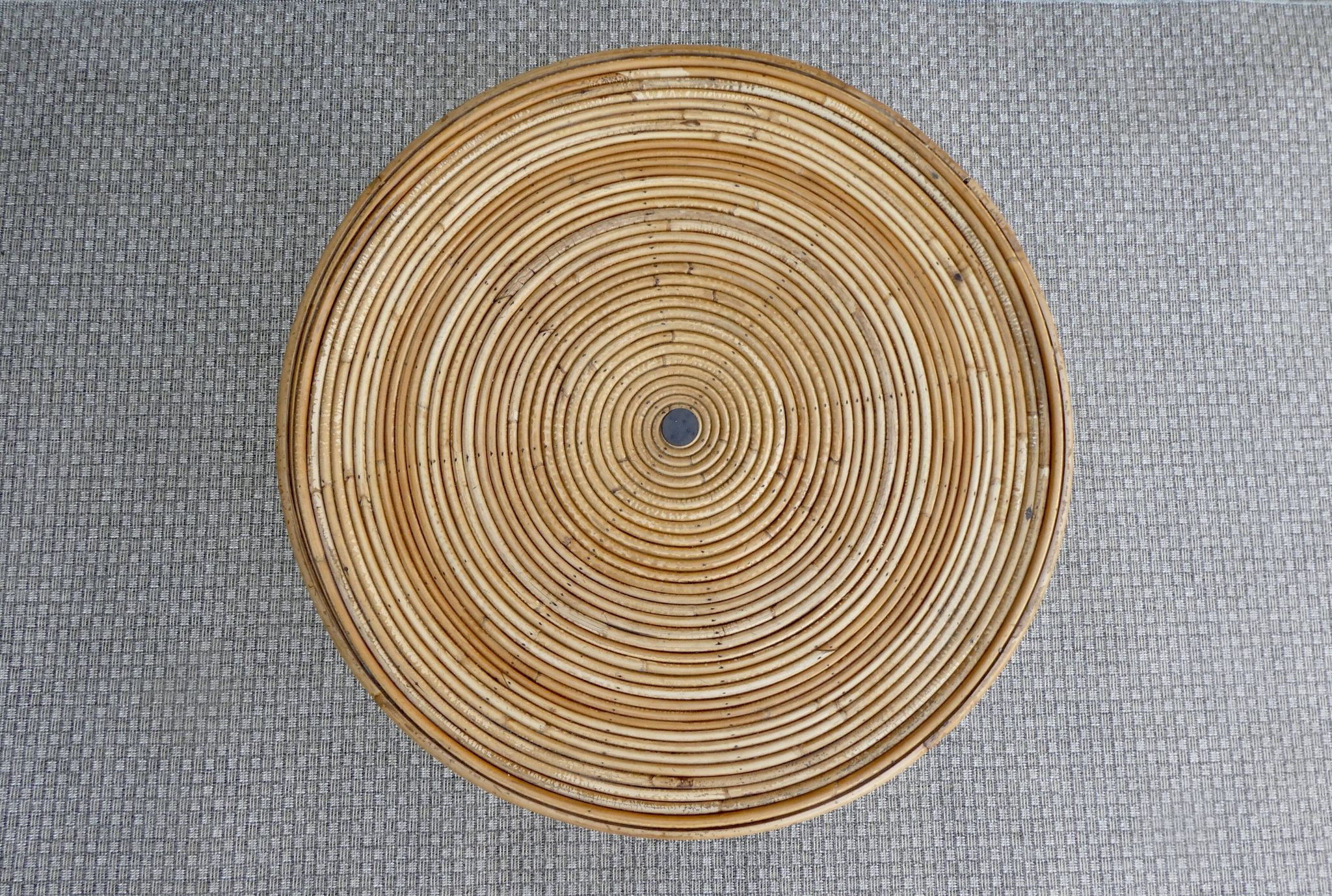 Rattan coffee table, tripod, with double top, 1960s