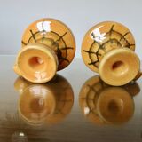 Pair of orange ceramic candlesticks from the 60s