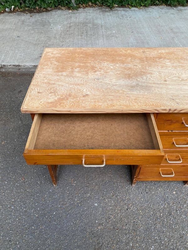 Bureau américain en bois avec 5 tiroirs