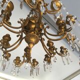 Bronze and crystal chandelier