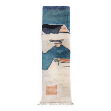 Tapis berbere de couloir fait main coloré taille 75 x 300 cm