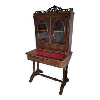 Bonheur du jour Napoleon 3 mahogany display cabinet secretary desk 19th century