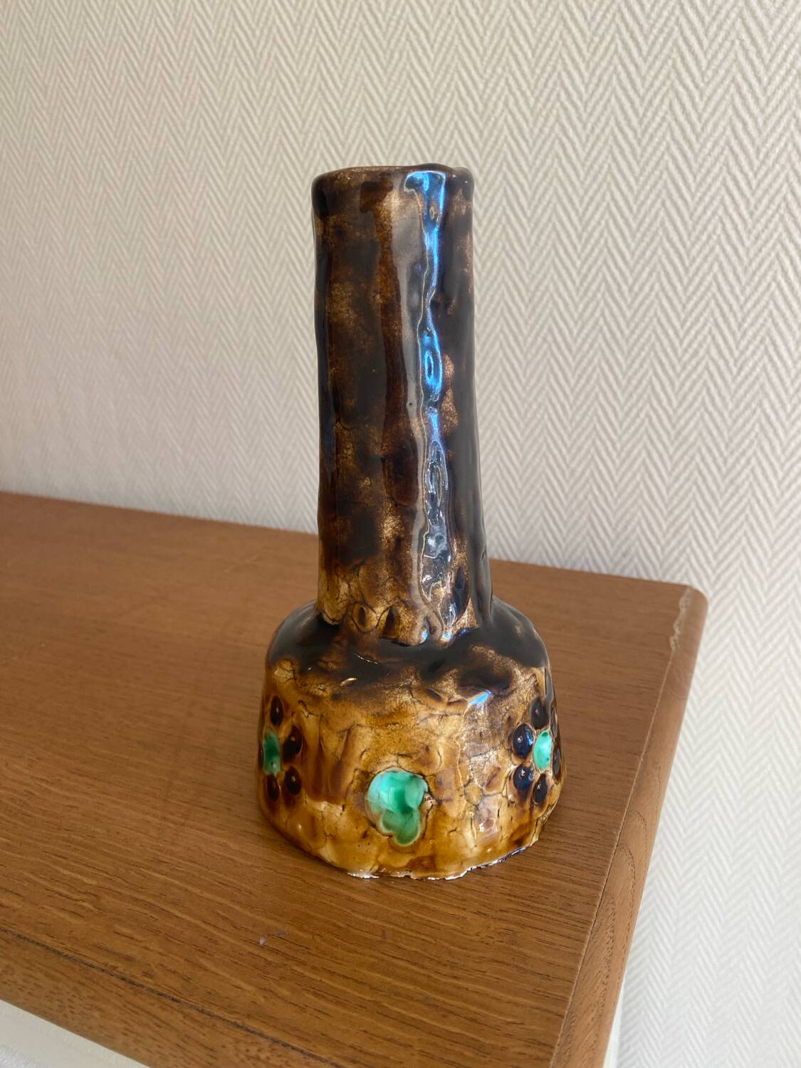Vintage enameled ceramic lamp base
