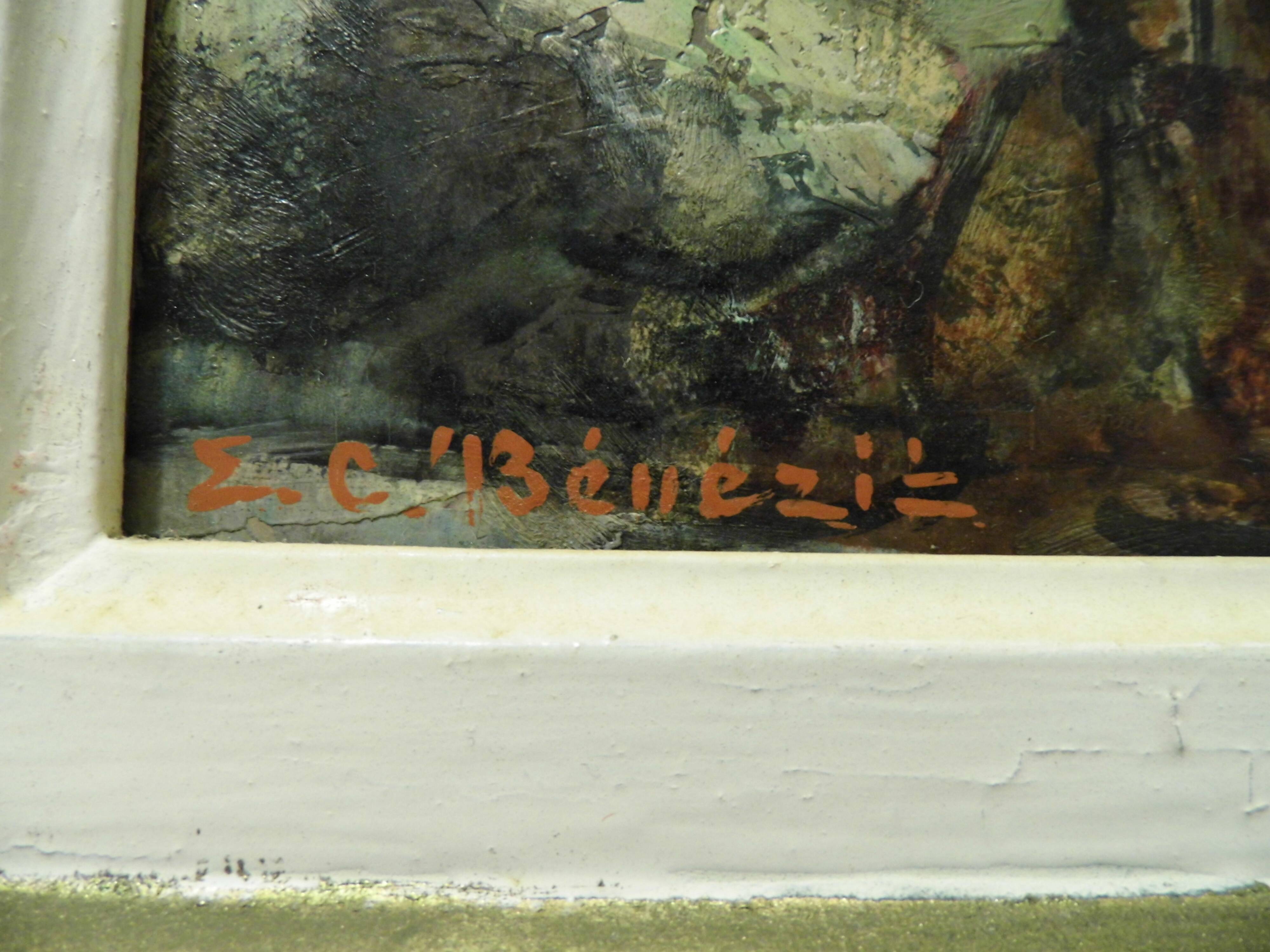 Oil painting on panel sign E.Charles benezit Saint Sebastian 1925
