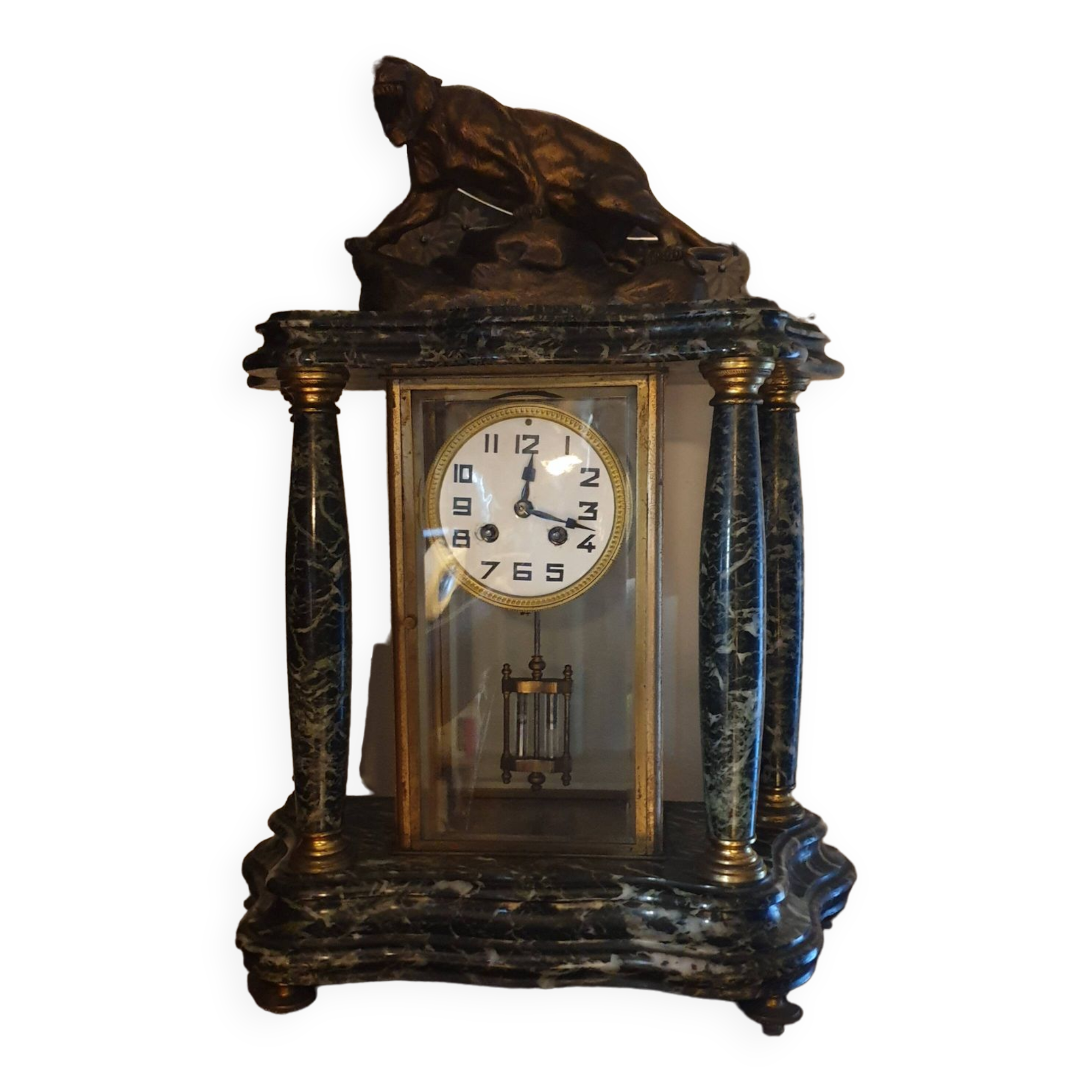 20th century bronze portico and cage clock signed cartier