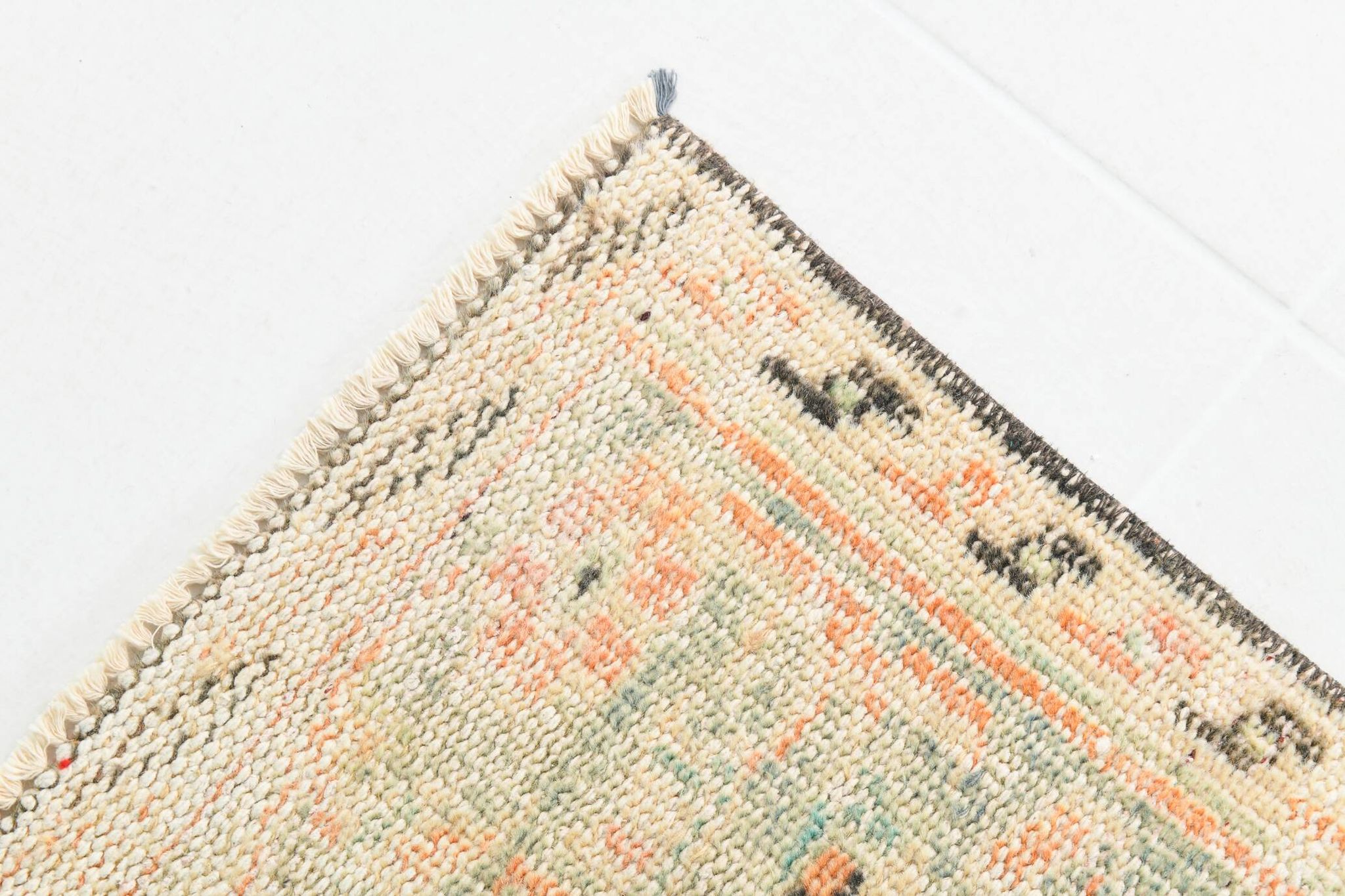 Blush Pink & Sage Green Oushak Vintage Rug For Living Room, 166x266 Cm