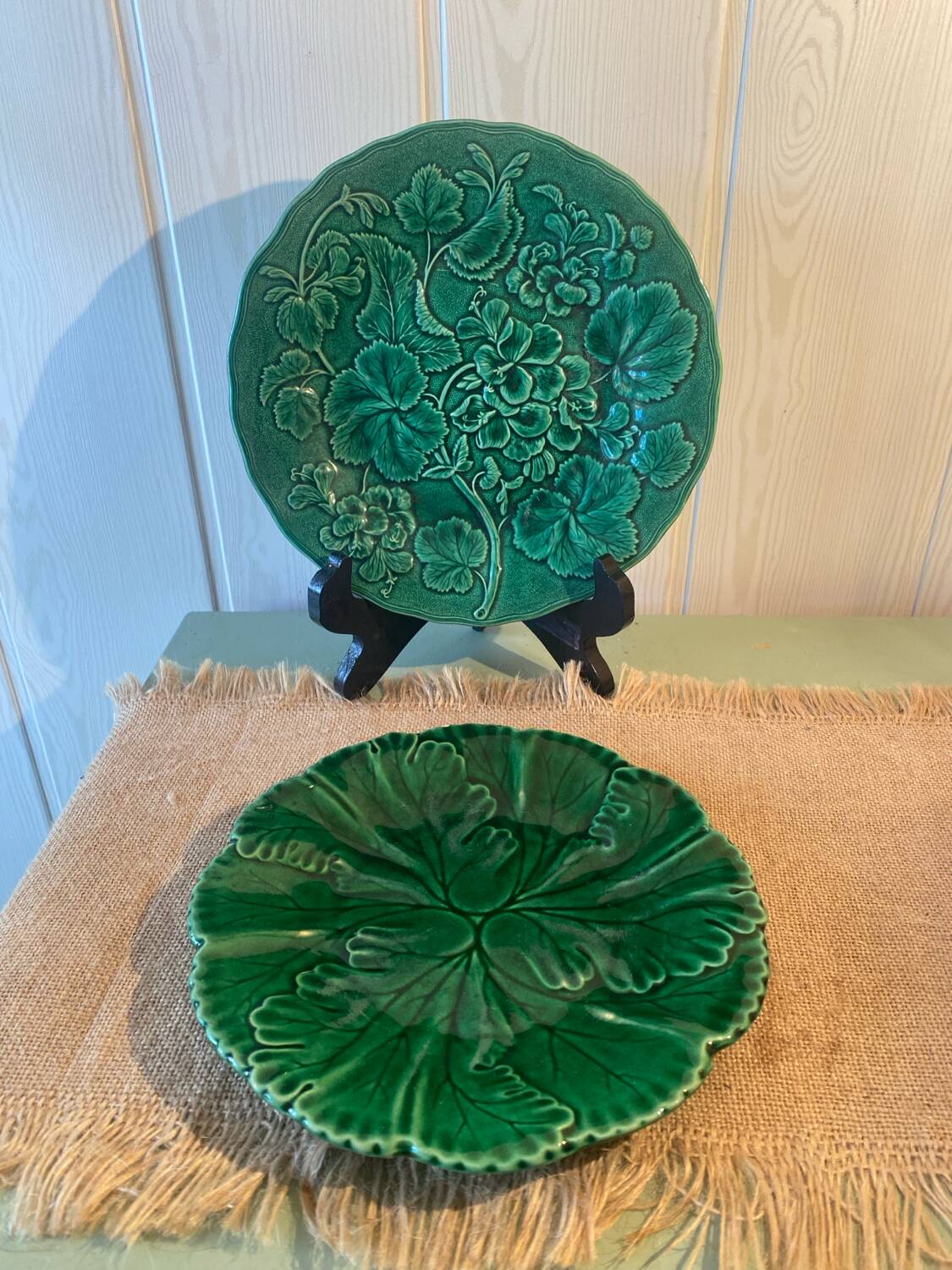 Two old majolica plates