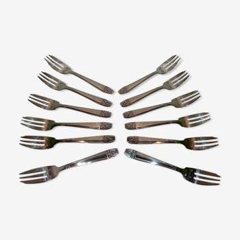 Set de 12 fourchettes à gâteaux art déco