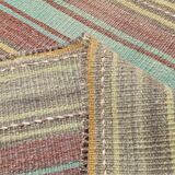 4x7 Pale Orange & Mint Green Striped Wool Kilim Rug, Washable Rug,126x210Cm