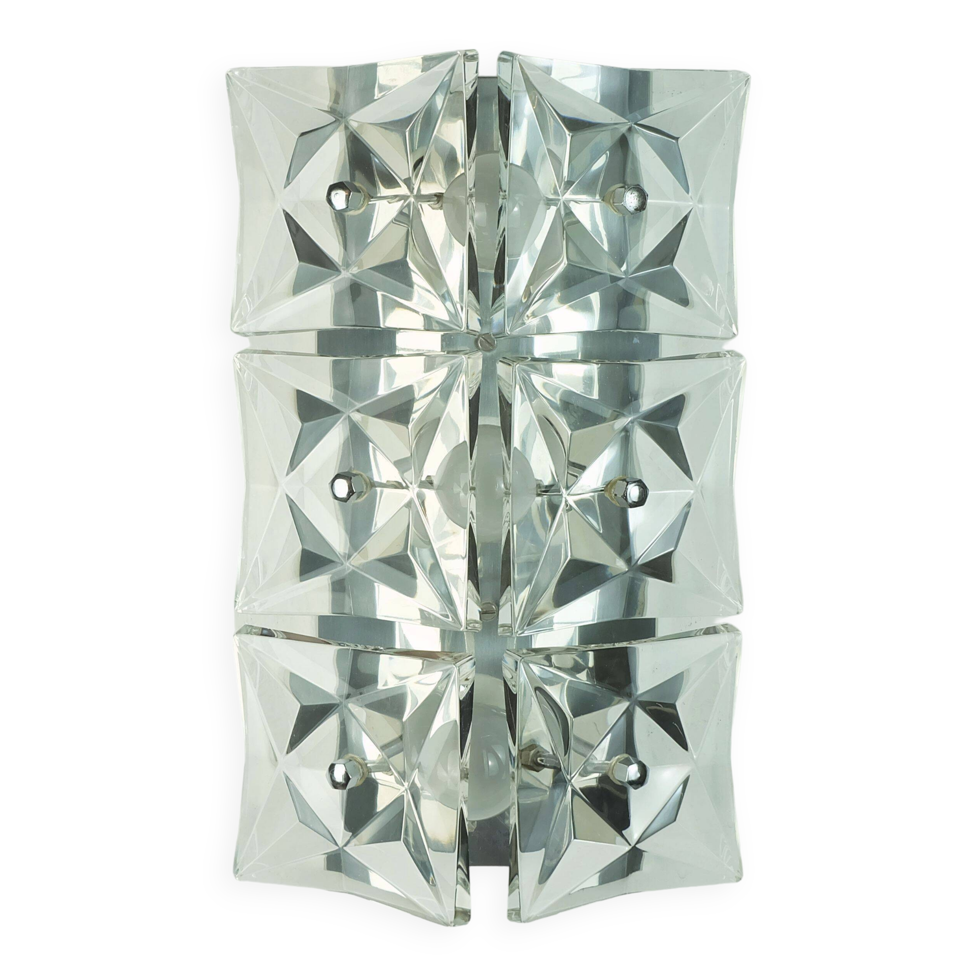 Kinkeldey mid century SCONCE crystal glass and chrome 6 glass prisms 1960s