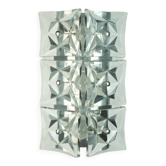 Applique Kinkeldey du milieu du siècle en cristal de verre et chrome 6 prismes en verre années 1960