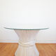 Table low round and white vintage rattan bamboo