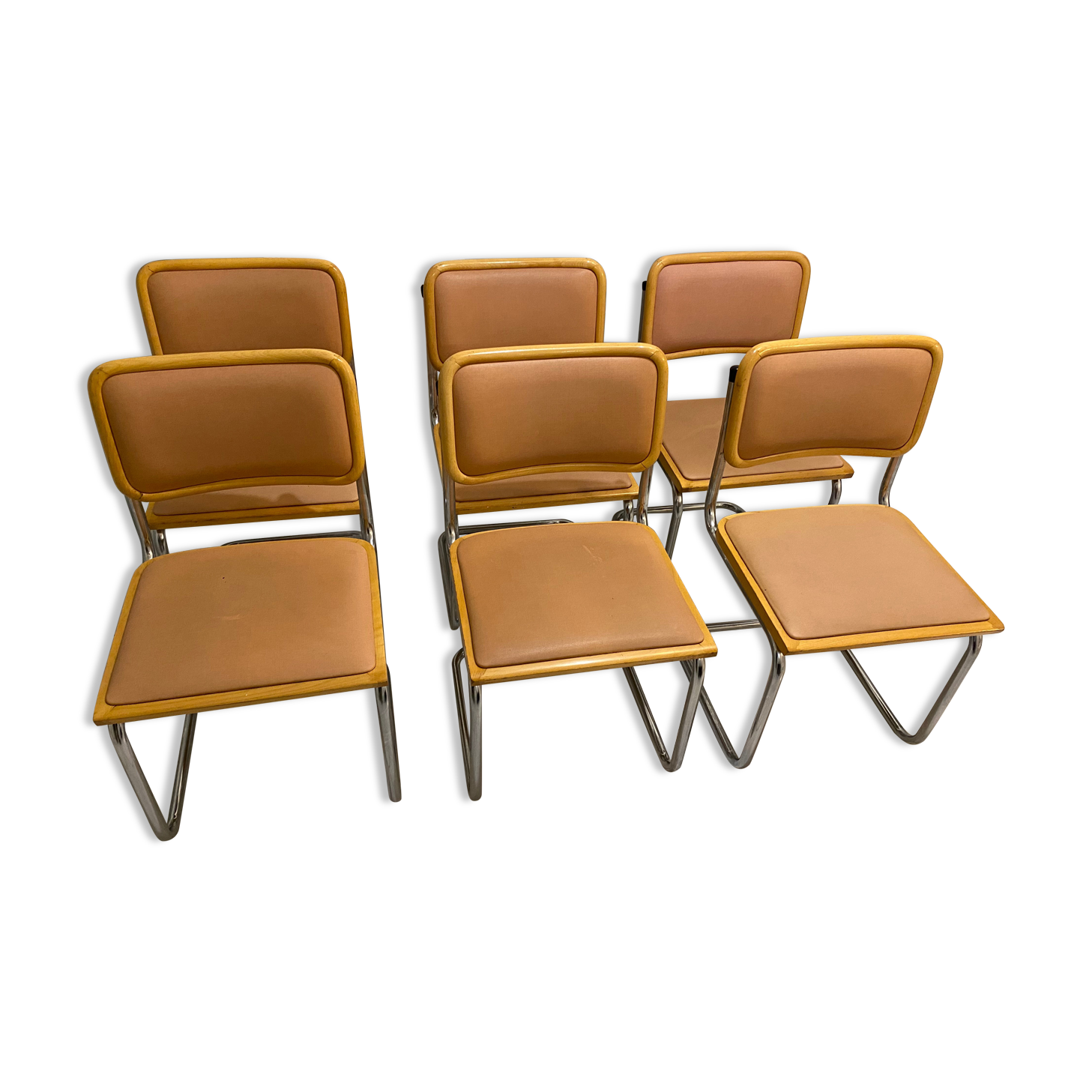 set of 6 chairs by Marcel Breuer Cesca B32 skaï 1960