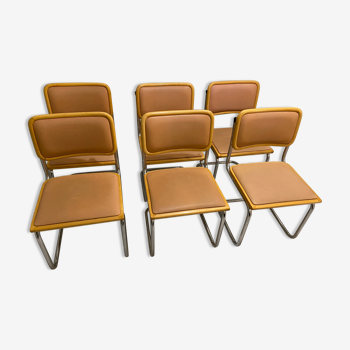 set of 6 chairs by Marcel Breuer Cesca B32 skaï 1960