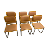 set of 6 chairs by Marcel Breuer Cesca B32 skaï 1960
