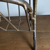1960s magazine rack in gilded wrought iron, faux bamboo, Italian work