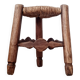 Small stool in wood and straw