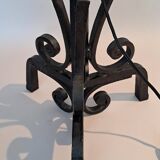Brutalist tripod wrought iron lamp base 1950/1960.