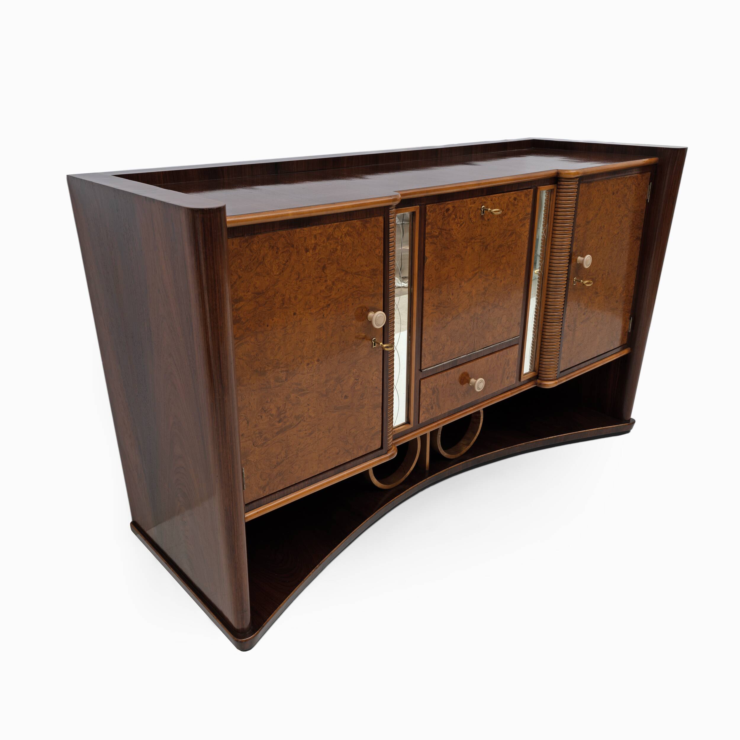 Art Decò Italian Walnut and Maple Sideboard, 1930s