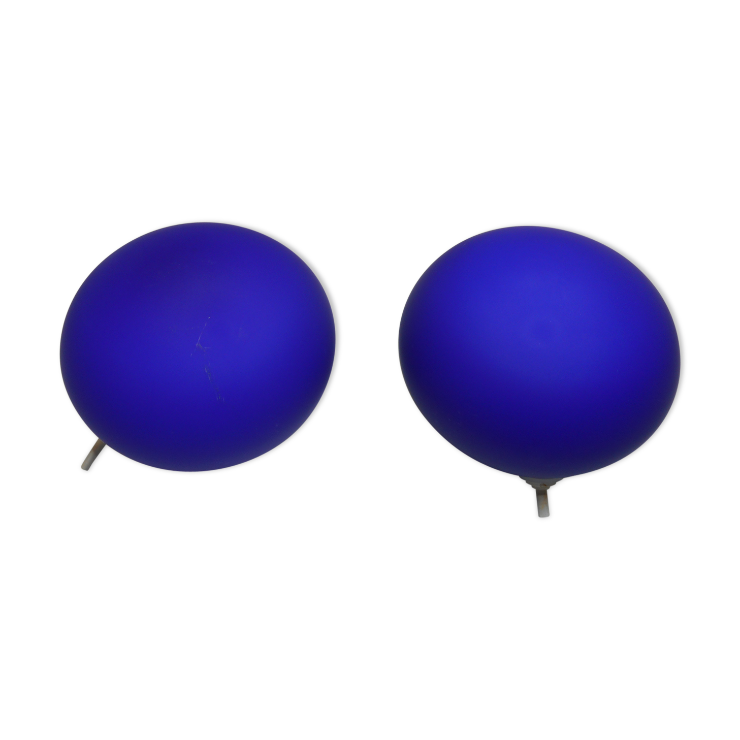 Pair of blue ball lamps