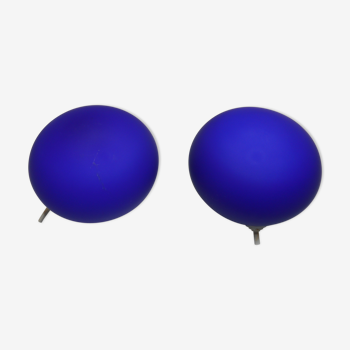 Pair of blue ball lamps