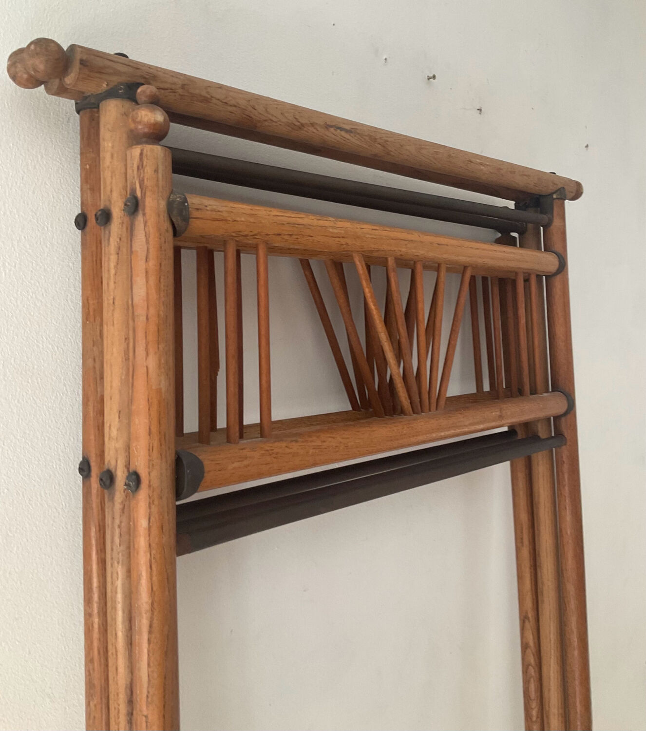Paravent vintage des années 60 en bois et rotin