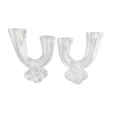 Cristallerie de Vannes le Châtel - Pair of torch candle holders - Cristal signé