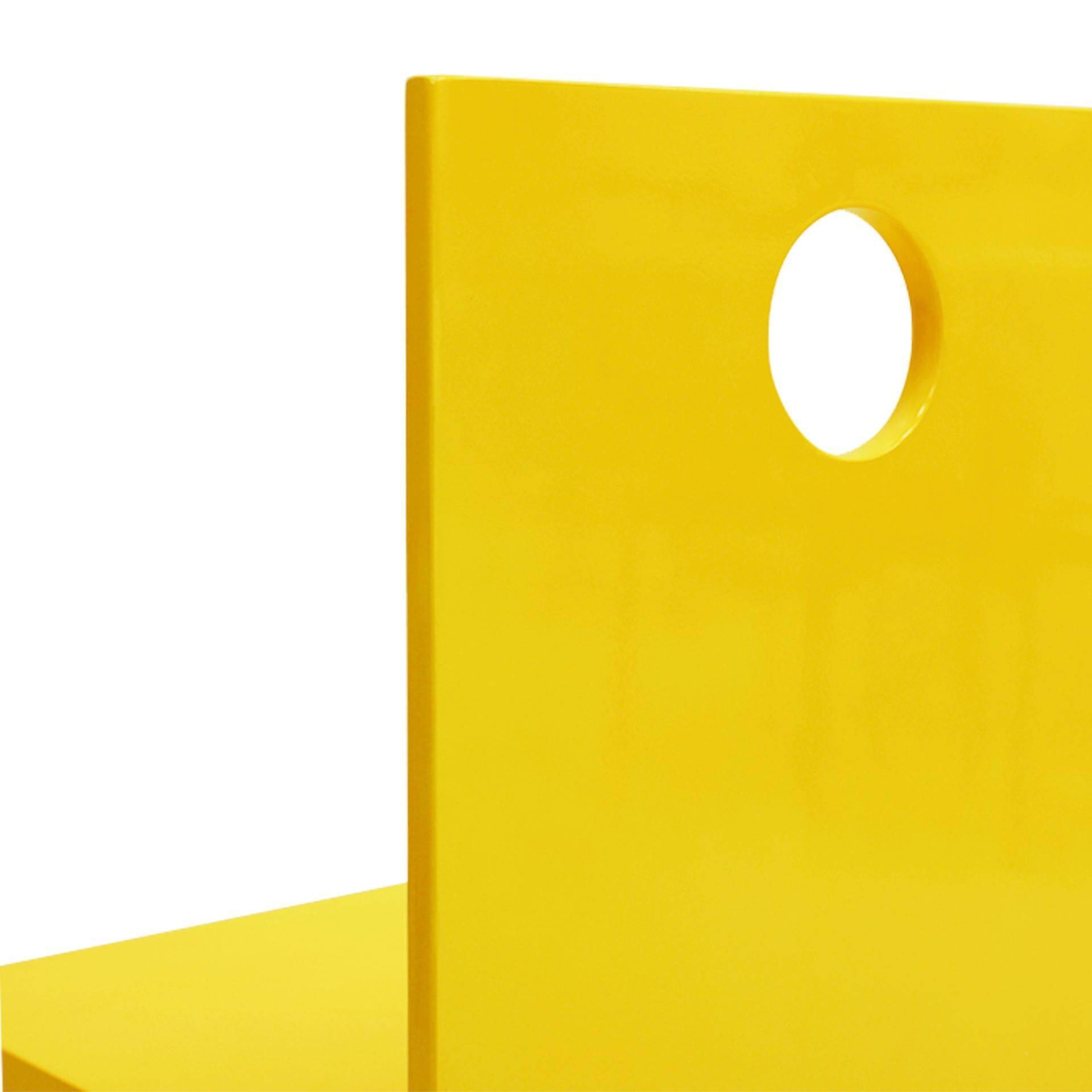 Eighties Yellow and Blue Lacquered Wood Italian 1980s Pair of Sculpture Chairs