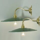Pair of enamelled sheet metal sconces