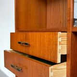 Vintage bookcase with drawers teak