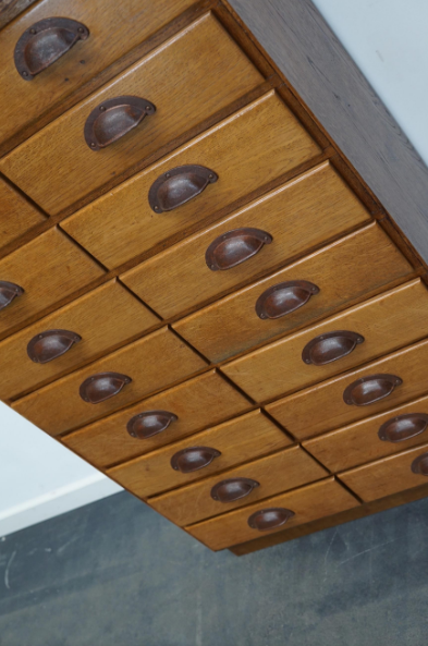 German apothecary's cabinet in oak mid-twentieth century