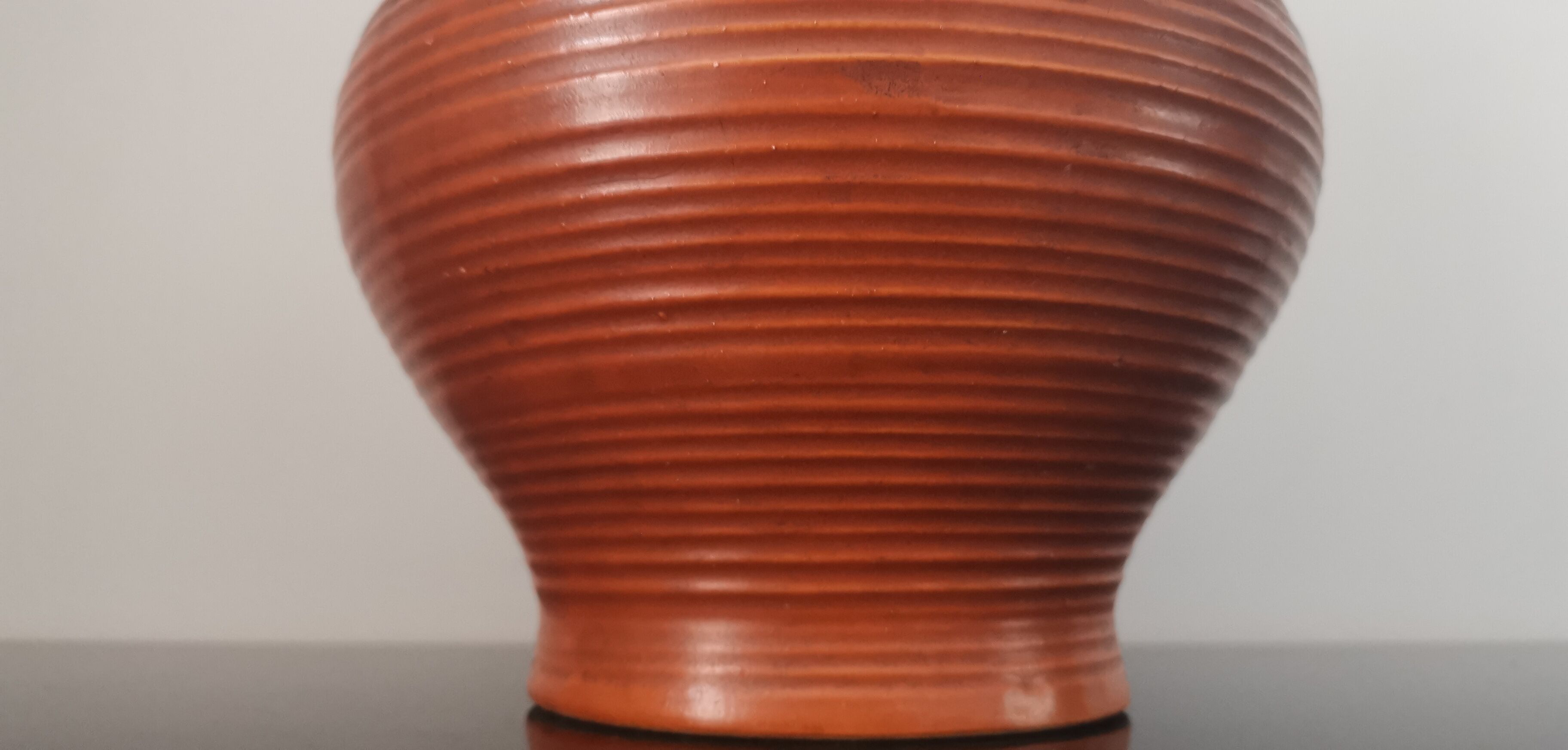 Vase art déco en céramique terra cotta signée, made in France 30s