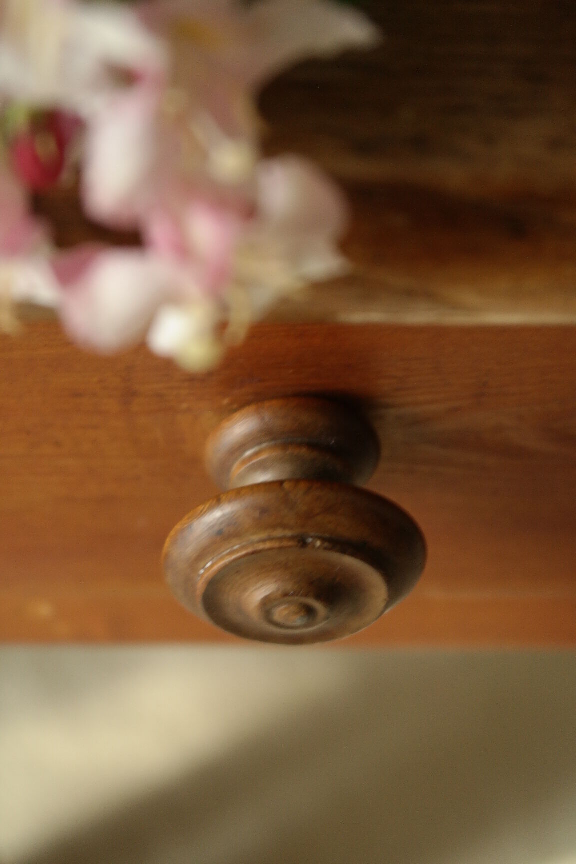 Pair of vintage country bedside tables oak and fir