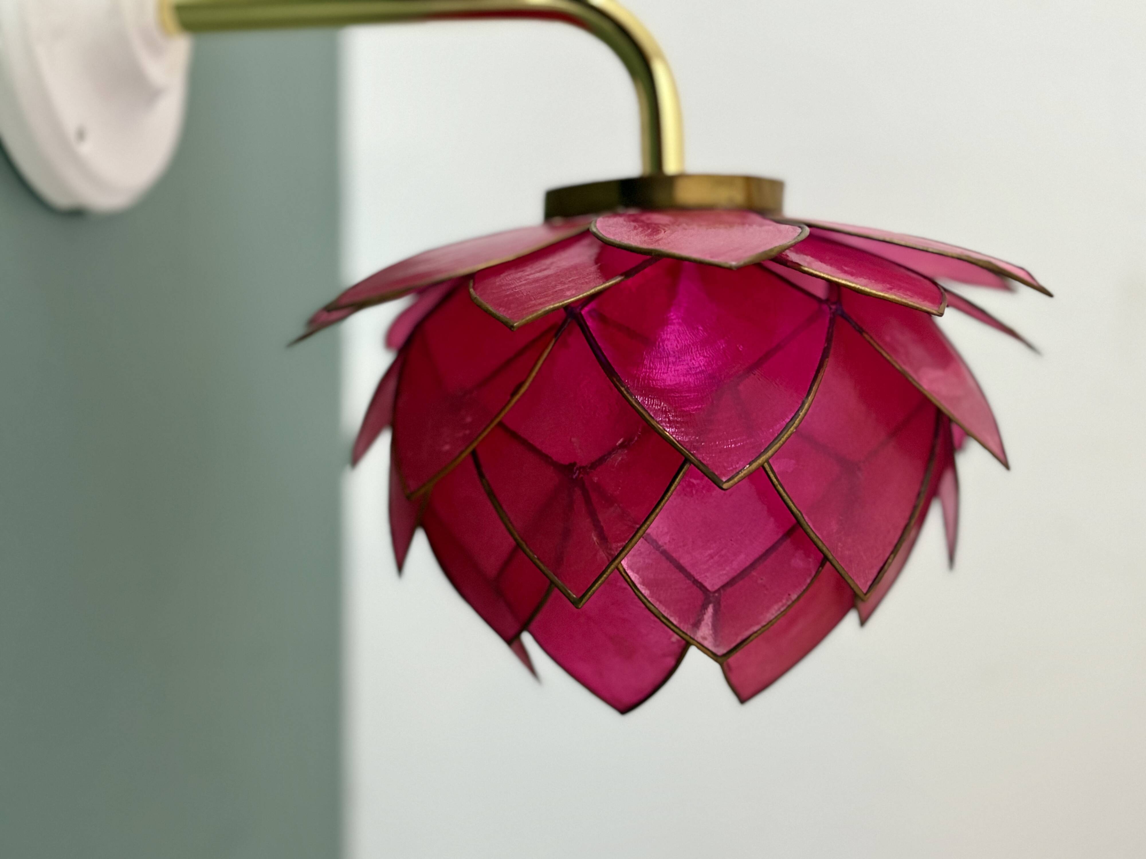 Vintage pink mother-of-pearl angled wall lamp