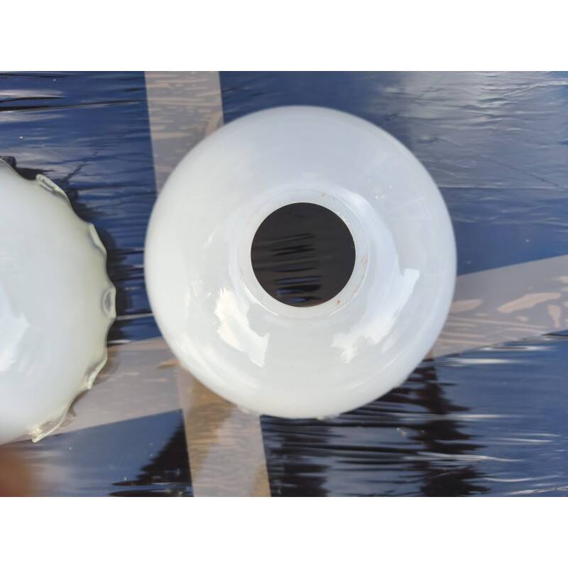 3 white opaline glass tulips from the 1960s