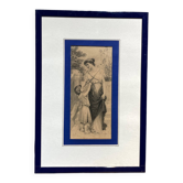 Engraving of a woman and a child signed Latour