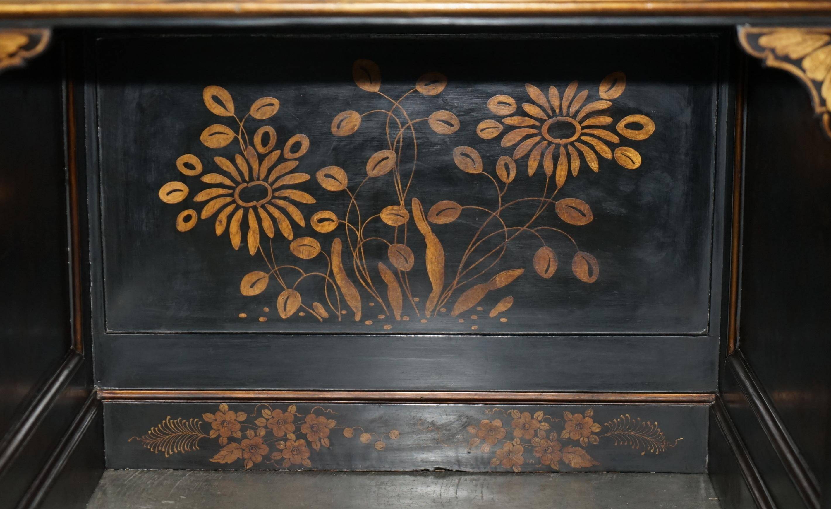 Chinese Bureau Chinoiserie 19th Century Napoleonic Leather