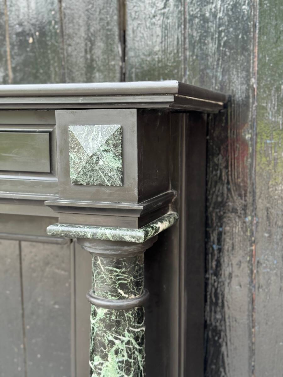 Napoleon III fireplace in black Belgian marble and antique green, circa 1880