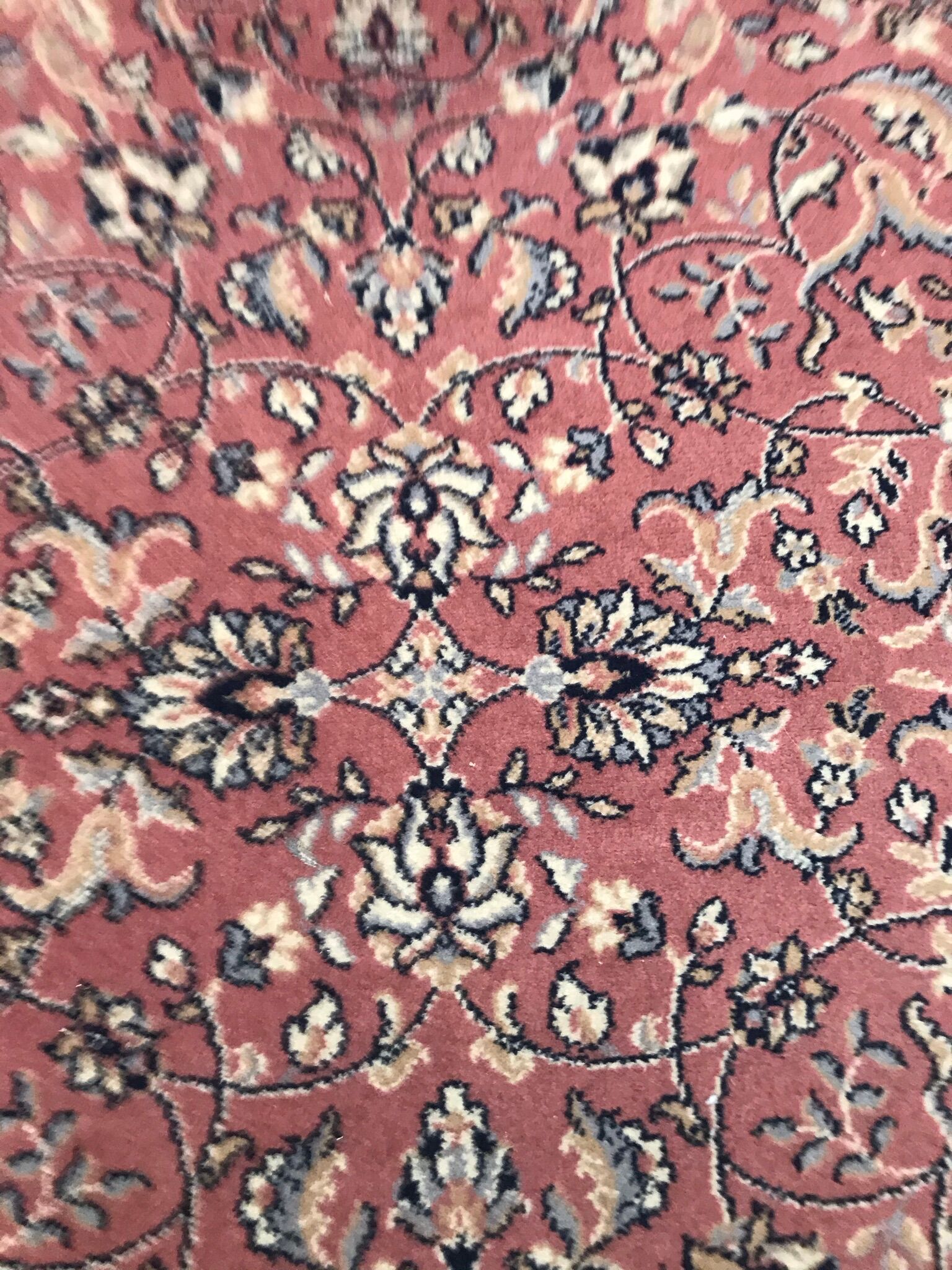 Old pink/cream vintage virgin wool round carpet - 160 cm diameter - Louis de Poortere