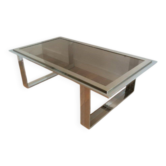 Chrome and brass designer coffee table. Attributed to Willy Rizzo