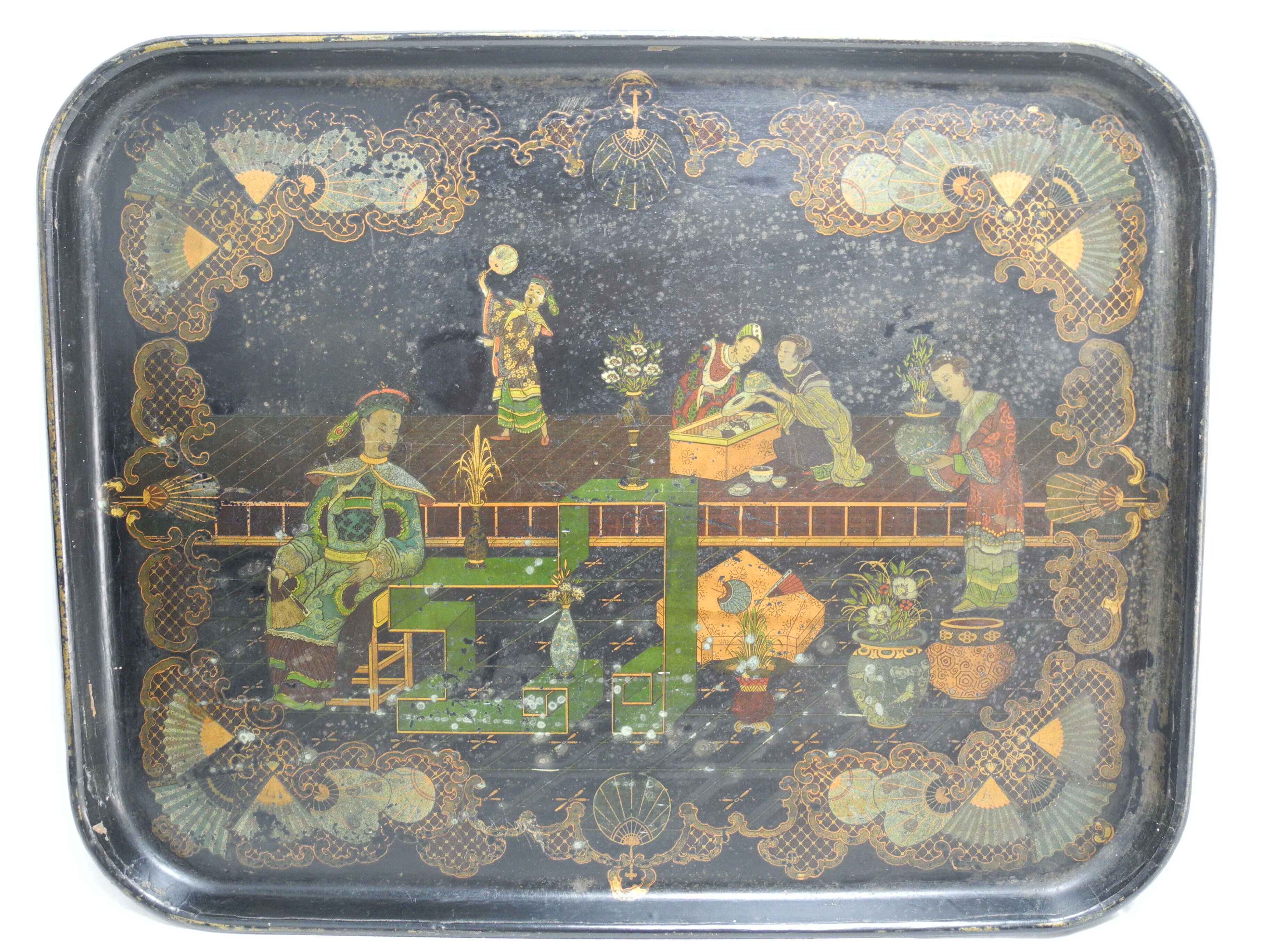 Napoleon III boiled cardboard tray old boiled cardboard tray