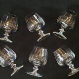 6 verres à cognac en cristal taillé côtes plates