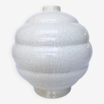 Vase boule art déco faïence craquelé numéroté