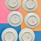 6 plates floral and geometrical motive years 50- René Coustel - Castres Mazamet
