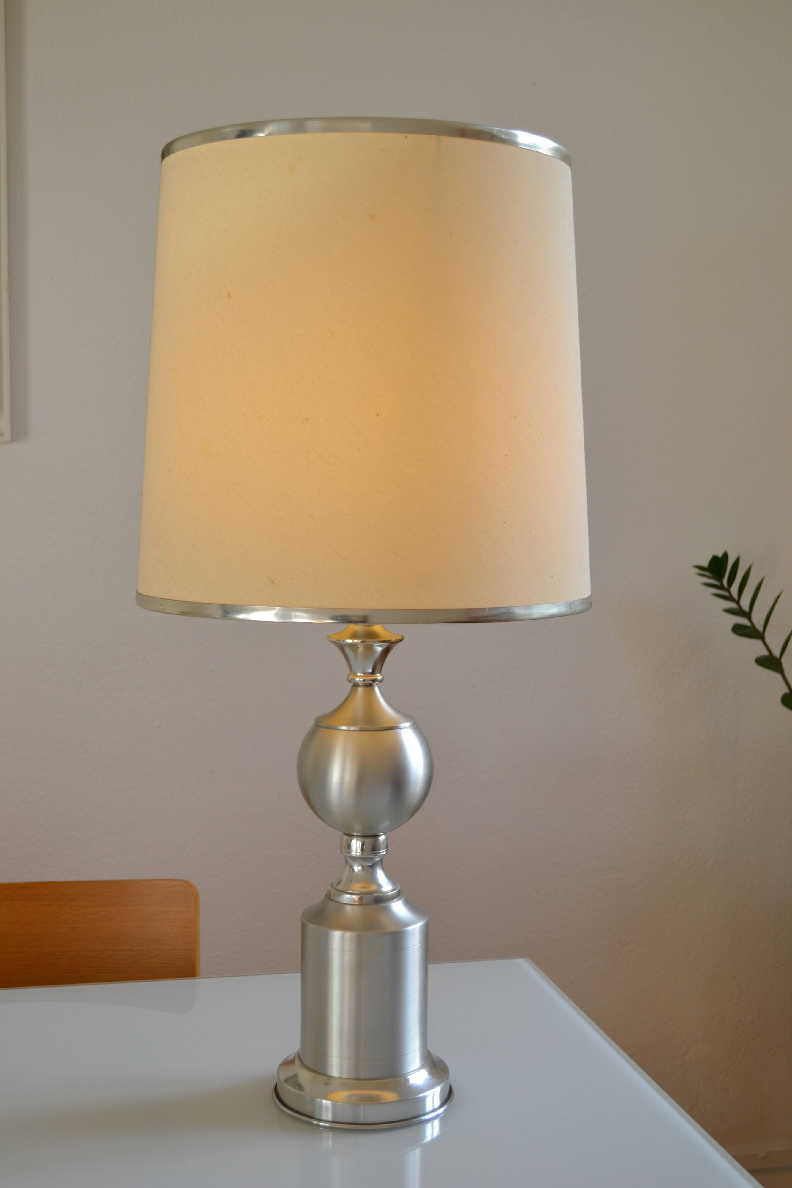 See delmas lamp 70's with fabric and metal lampshade